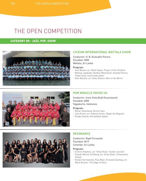 4th Asia Pacific Choir Games - ProgramBook