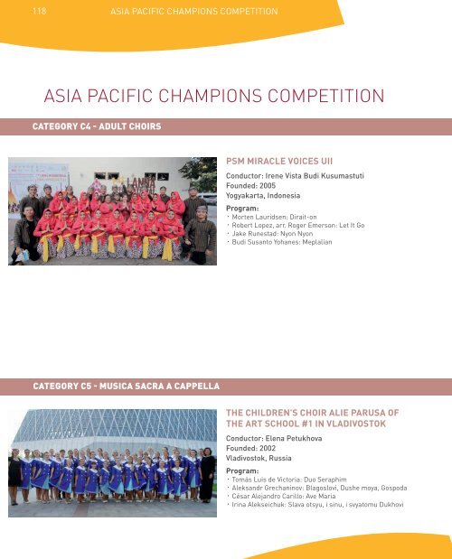 4th Asia Pacific Choir Games - ProgramBook