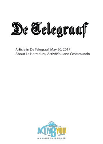 Activ8You, Costamundo & La Herradura in the Dutch daily newspaper "De Telegraaf"