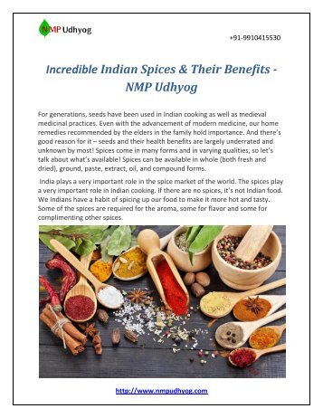 Incredible Indian Spices & Their Benefits - NMP Udhyog