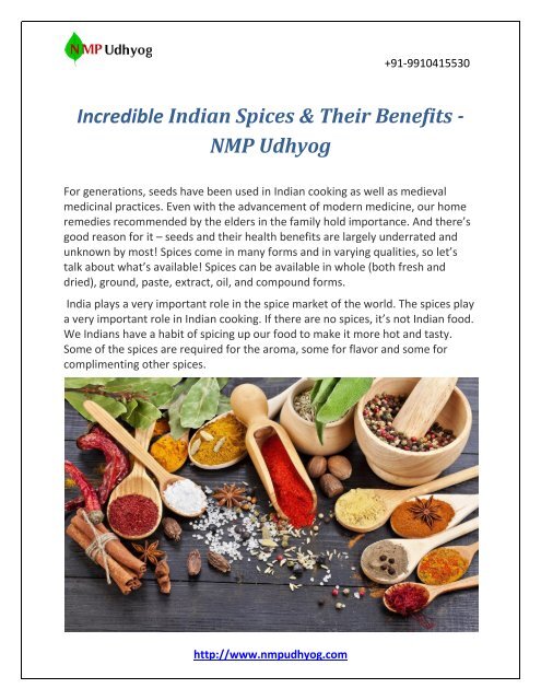 Incredible Indian Spices &amp; Their Benefits - NMP Udhyog