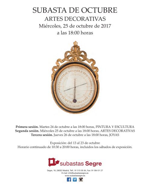 Subasta Artes decorativas Octubre 2017