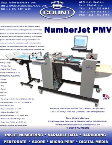 Count Numberjet PMV Inkjet Numbering Machine - Printfinish.com