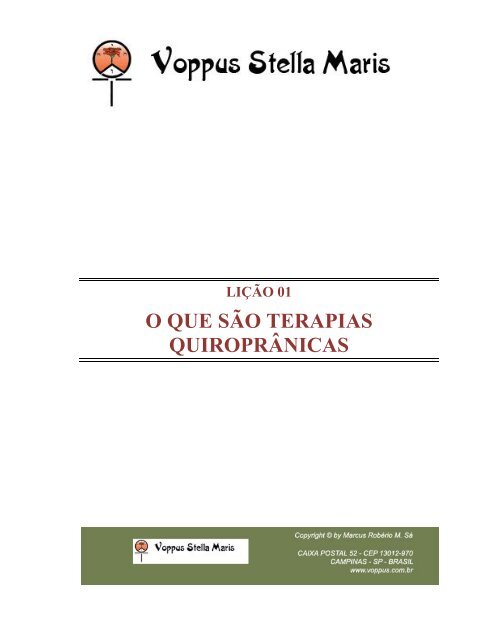 Terapias Quiroprânicas Lição 1