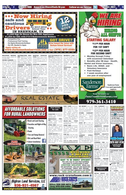 American Classifieds Oct. 12th Edition Bryan/College Station