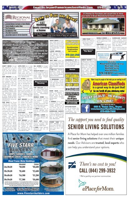 American Classifieds Oct. 12th Edition Bryan/College Station