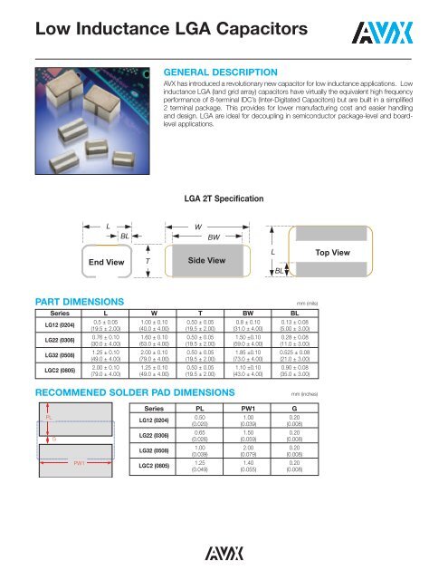 Low Inductance LGA Capacitors