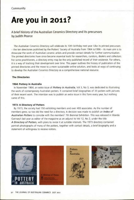 The Journal of Australian Ceramics Vol 50 No 2 July 2011