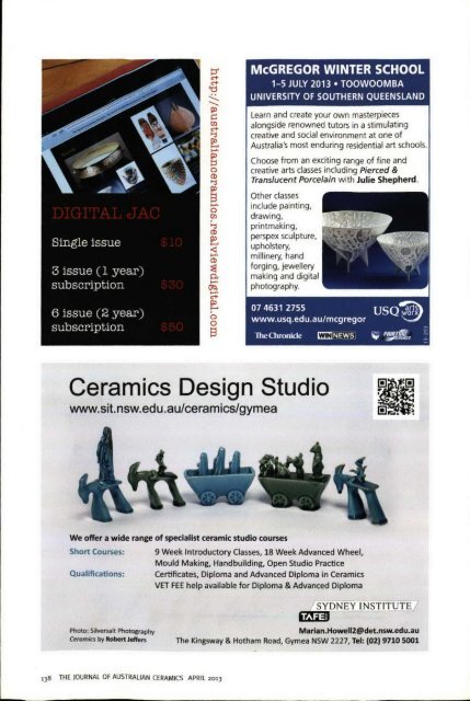 The Journal of Australian Ceramics Vol 52 No 1 April 2013