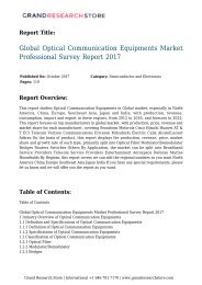 Global Optical Communication Equipments Market Professional Survey Report 2017