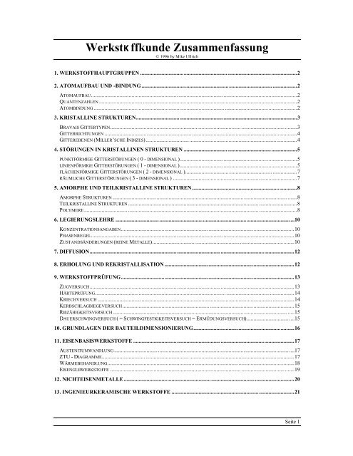 Werkstkffkunde Zusammenfassung