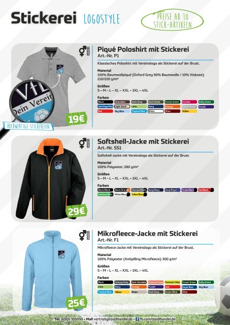 Vereinsshirts und Textilien mit Druck und Stickerei