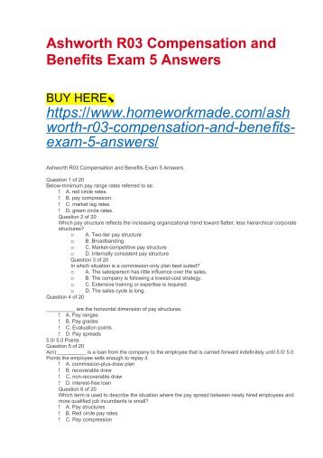 Ashworth R03 Compensation and Benefits Exam 5 Answers