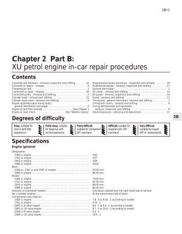 Chapter 2 Part B: XU petrol engine in-car repair procedures