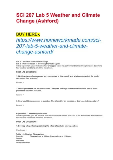 SCI 207 Lab 5 Weather and Climate Change (Ashford)