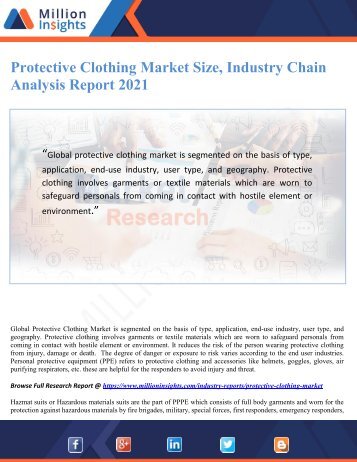 Protective Clothing Market Size, Industry Chain Analysis Report 2021