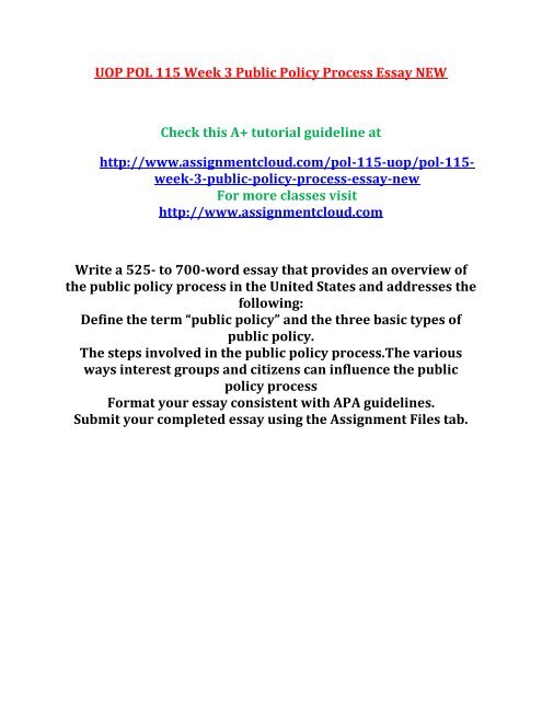 College Essay Paper Examples Of Thesis Statements For Persuasive Essays also Great Gatsby Essay Thesis Uop Pol Week Public Policy Process Essay New Research Paper Essays