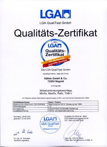 LGA Qualitäts-Zertifikat