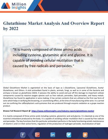 Glutathione Market Analysis and Overview Report 2022 by Application