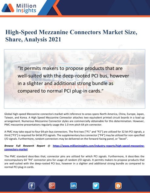 High-Speed Mezzanine Connectors Market Size, Share, Analysis 2021