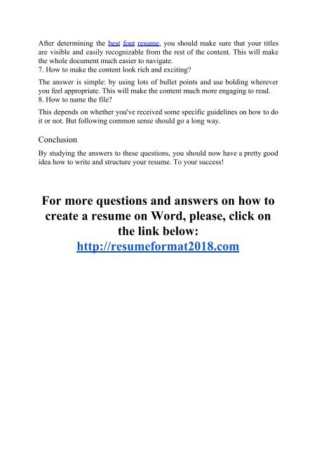 Questions and Answers on How to Make A Resume on Word