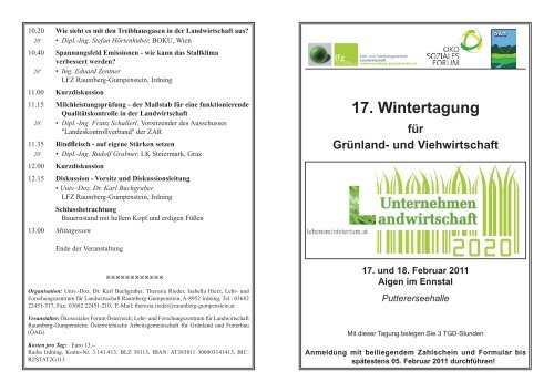17. Wintertagung für Grünland - Ökosoziales Forum