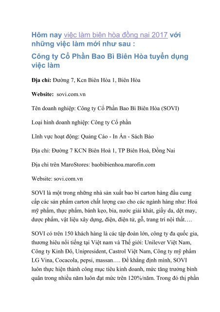 Tin tuyen dung viec lam bien hoa dong nai ngay 12/120