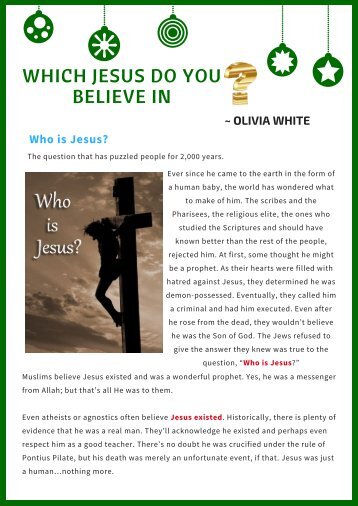 Which Jesus Do You Believe In? - Olivia White