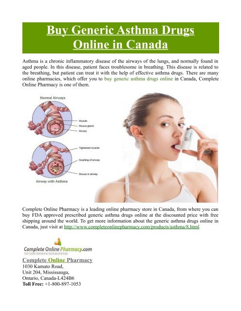 Buy Generic Asthma Drugs Online in Canada