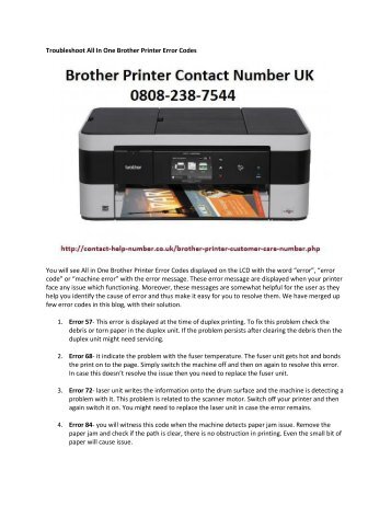 Troubleshoot All In One Brother Printer Error Codes
