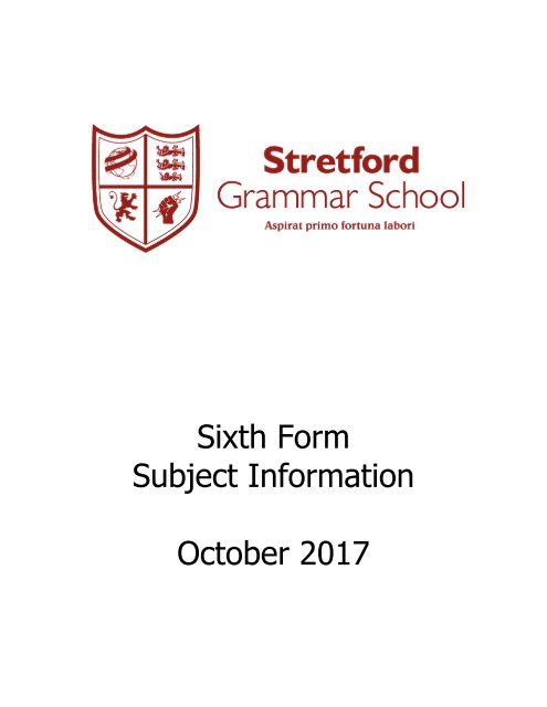 Sixth Form Subject Information 2017/2018