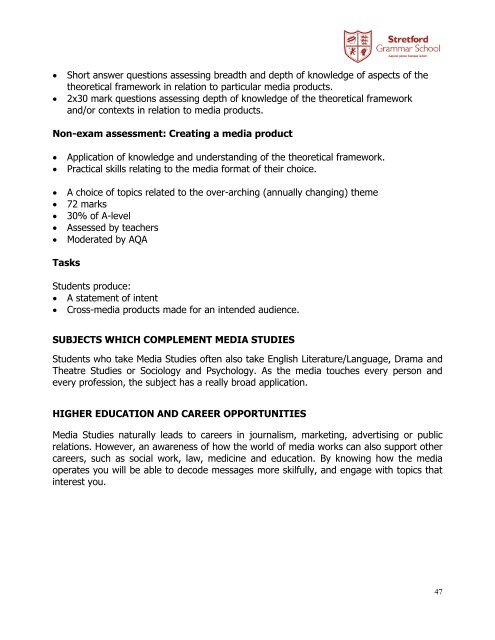 Sixth Form Subject Information 2017/2018