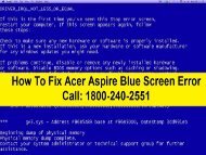 Dial 18005603159 Fix Acer Aspire Blue Screen Error