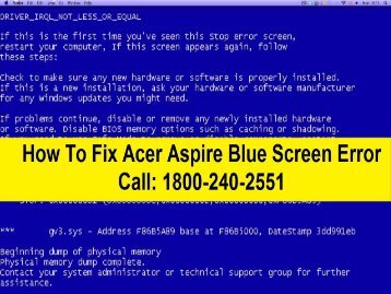 Dial 18005603159 Fix Acer Aspire Blue Screen Error