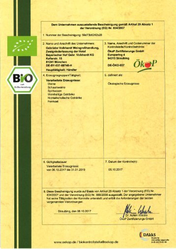 Bescheinigung Gebrüder Volkhardt