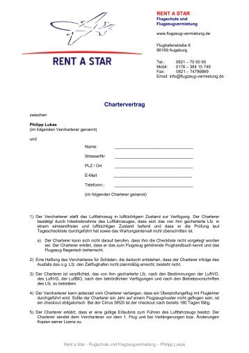 Chartervertrag - Rent a Star