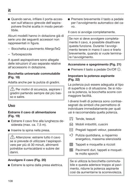 Miele Compact C2 Excellence EcoLine - SDRP3 - Istruzioni d'uso