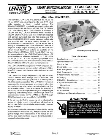 LGA/LCA/LHA - lennox