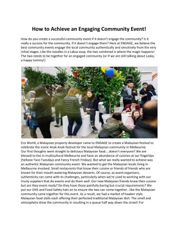 How to achieve an engaging community event