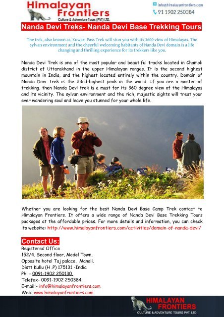 Nanda Devi Treks- Nanda Devi Base Trekking Tours