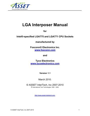 LGA Interposer Manual - ASSET InterTech, Inc.