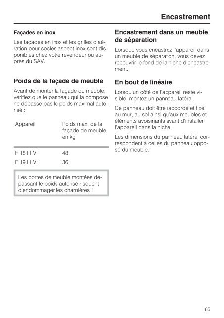 Miele KFN 15943 D edt/cs - Mode d'emploi et instructions de montage