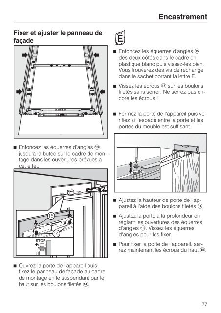 Miele KFN 15943 D edt/cs - Mode d'emploi et instructions de montage