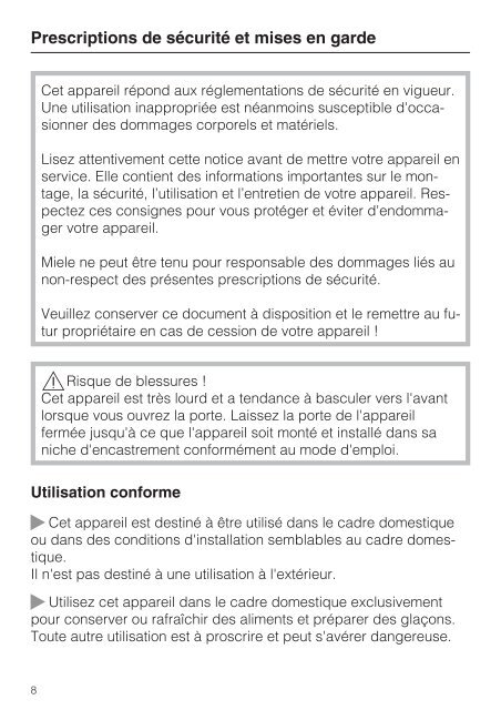 Miele KFN 15943 D edt/cs - Mode d'emploi et instructions de montage