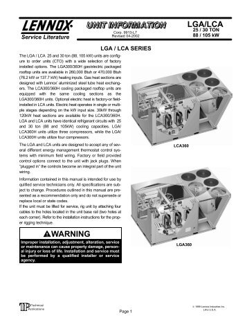 LGA/LCA WARNING - lennox