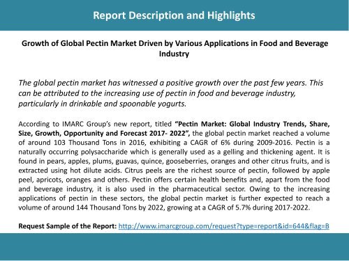 Global Pectin Market Share, Size, Volume and Forecast 2017-2022