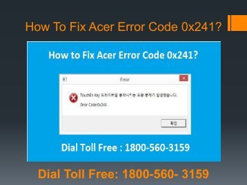 How To Fix Acer Error Code 0x241 Call 18005603159