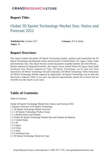 Global 3D Xpoint Technology Market Size, Status and Forecast 2022