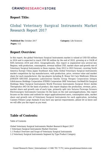 Global Veterinary Surgical Instruments Market Research Report 2017