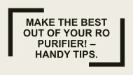 Make the best out of your RO purifier